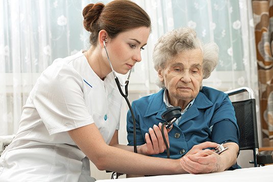 Nurse providing proper care in nursing home