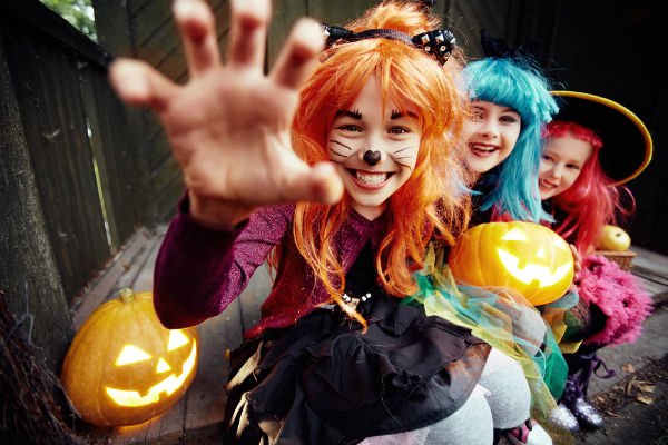 Three girls in halloween costume