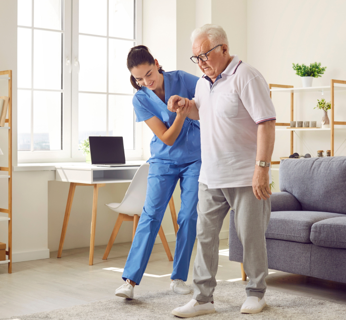 Man rehabilitating from semi truck accident injury