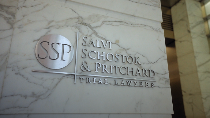 Salvi, Schostok & Pritchard Trial Lawyers - Logo on Marble Column
